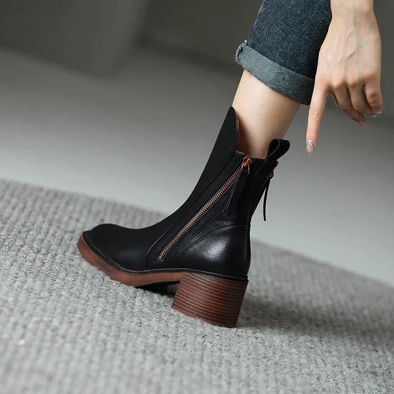 Women's Orthopedic Zip-Up Block-Heel Ankle Boots — Winter