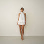 Sleeveless halter mini dress with a tiered layered skirt