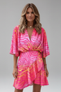 Ramona | Vestido corto de mujer con mangas murciélago y lazada en la cintura