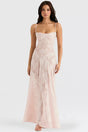 Women's floral lace maxi dress with square neckline and spaghetti straps