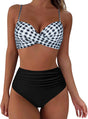 Women's high-waisted floral bikini with wrap top and ruched briefs