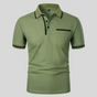 Men's short sleeve polo shirt with contrast trim and chest pocket