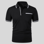 Men's short sleeve polo shirt with contrast trim and chest pocket