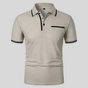 Men's short sleeve polo shirt with contrast trim and chest pocket