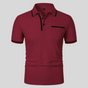 Men's short sleeve polo shirt with contrast trim and chest pocket
