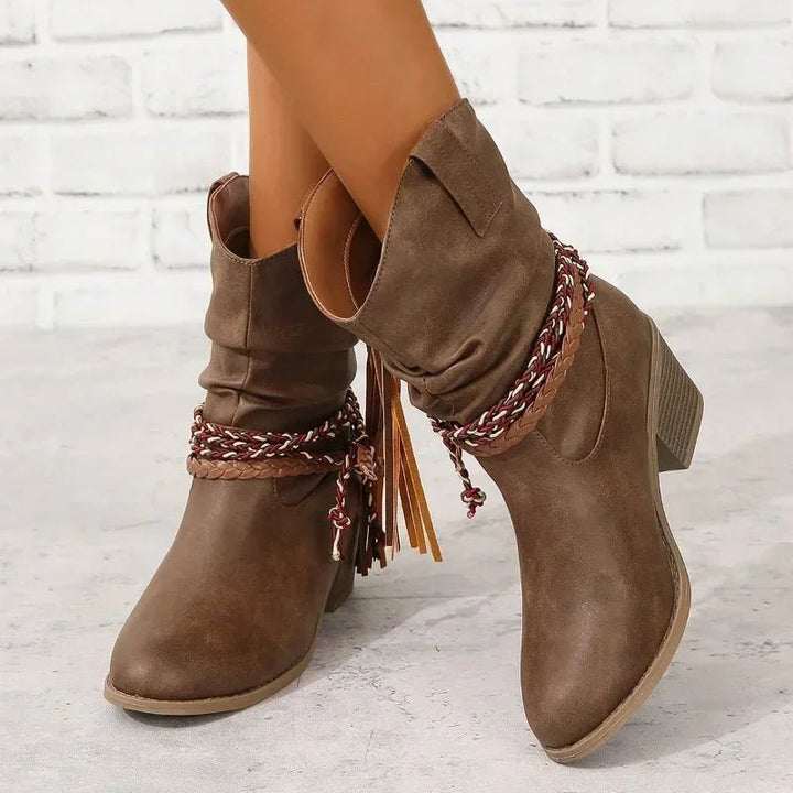 Women's Comfort Slip-On Block-Heel Western Boots — Walking