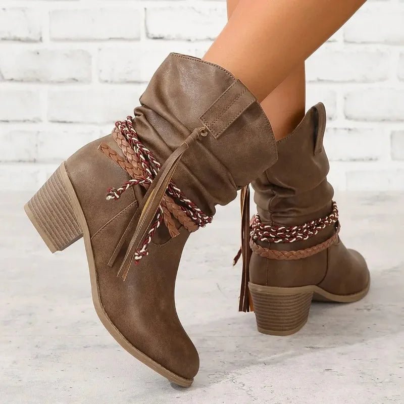 Women's Comfort Slip-On Block-Heel Western Boots — Walking