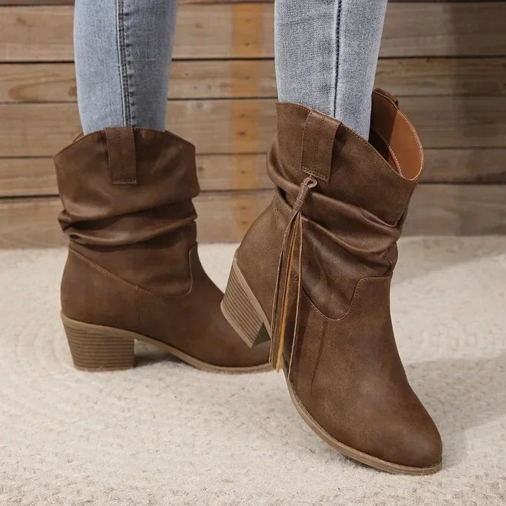 Women's Comfort Slip-On Block-Heel Western Boots — Walking