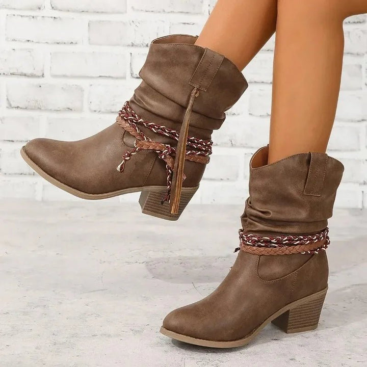 Women's Comfort Slip-On Block-Heel Western Boots — Walking