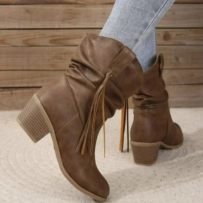 Women's Comfort Slip-On Block-Heel Western Boots — Walking