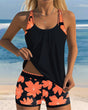 Women's floral racerback tankini set with matching swim shorts