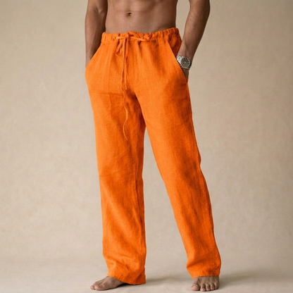 Men's relaxed straight-leg drawstring trousers with side pockets