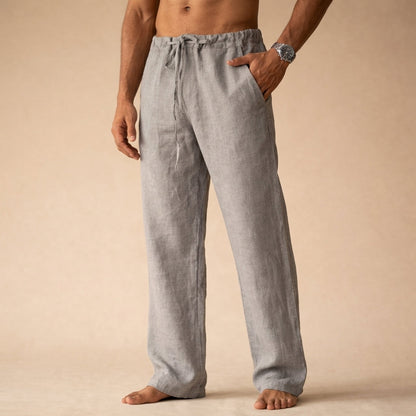 Men's relaxed straight-leg drawstring trousers with side pockets