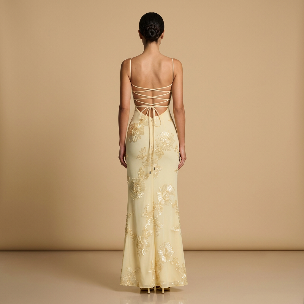 Women's floral corset mermaid maxi dress with spaghetti straps