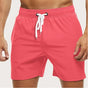 Men's solid swim shorts with elasticated drawstring waist and side pockets
