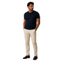 Men's plain short sleeve T-shirt with stand collar and three-button placket