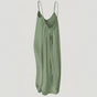 Women's flowing backless maxi dress with V-neckline and spaghetti straps