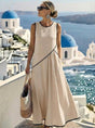 Women's sleeveless panelled maxi dress with contrast piping