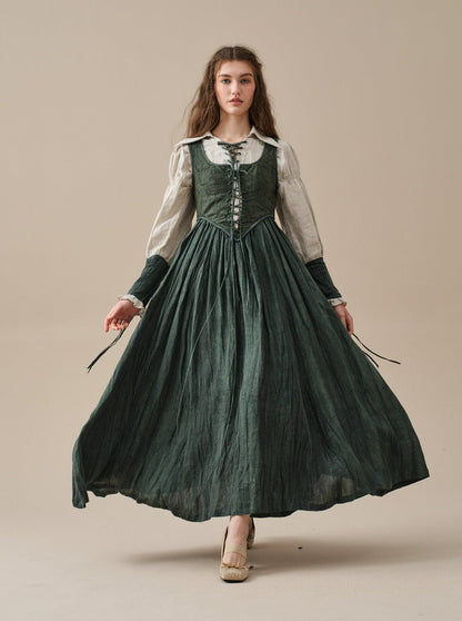 Women's sleeveless lace-up corset maxi dress with a full floral skirt