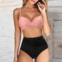 Women's twist front bikini set with high-waisted bottoms