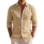 Camisa de hombre de manga larga con botones, cuello de camisa y corte normal