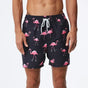 Men's printed swim shorts with elastic drawstring waist and side pockets