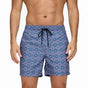 Men's printed swim shorts with elastic drawstring waist and side pockets