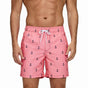 Men's printed swim shorts with elastic drawstring waist and side pockets