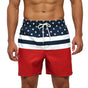 Men's printed swim shorts with elastic drawstring waist and side pockets