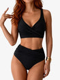 Women's wrap bikini set with V-neck top and high-waisted briefs