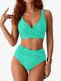 Women's wrap bikini set with V-neck top and high-waisted briefs