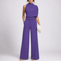 Women's sleeveless high-neck jumpsuit with wide-leg trousers and side pockets