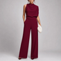 Women's sleeveless high-neck jumpsuit with wide-leg trousers and side pockets