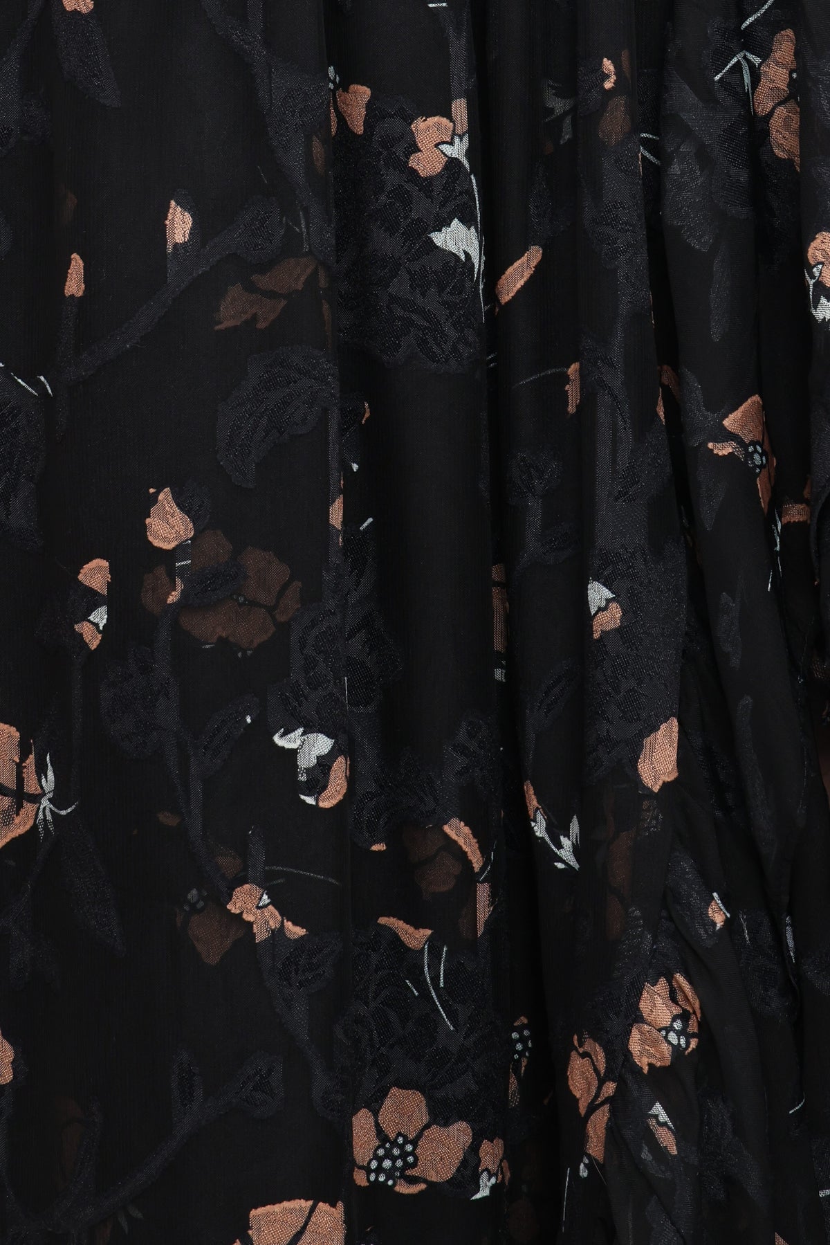 Women's black floral maxi dress with square neckline and ruffle cap sleeves