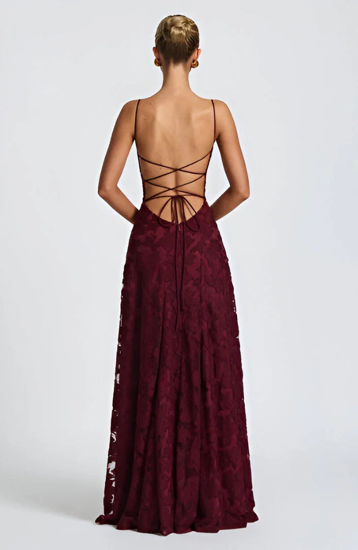 Women's floral maxi dress with square neckline and spaghetti straps