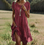 Women's printed short sleeve midi dress with side slit