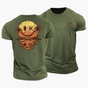 Men's short-sleeve T-shirt with a smiley sunset, palm trees and island graphic