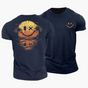 Men's short-sleeve T-shirt with a smiley sunset, palm trees and island graphic