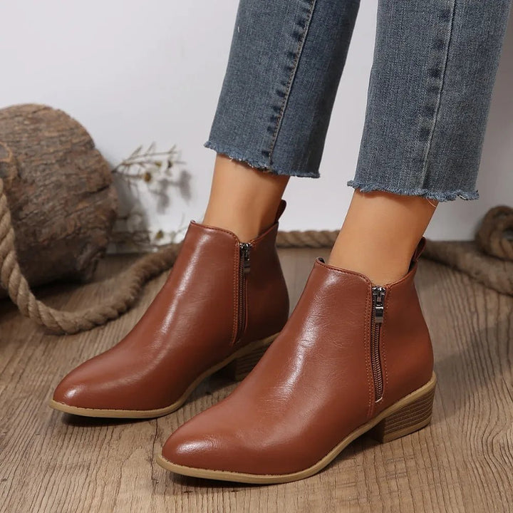 Women's Comfort Side-Zip Block-Heel Ankle Boots — Winter
