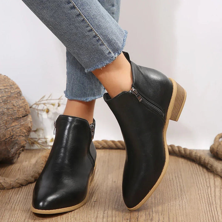 Women's Comfort Side-Zip Block-Heel Ankle Boots — Winter