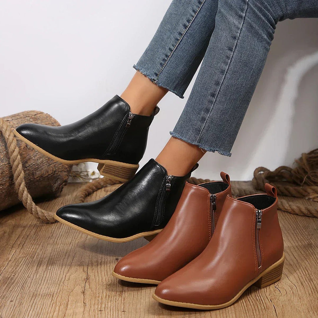 Women's Comfort Side-Zip Block-Heel Ankle Boots — Winter