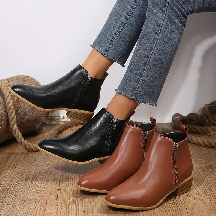 Women's Comfort Side-Zip Block-Heel Ankle Boots — Winter