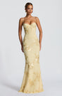 Women's floral corset maxi dress with sweetheart neckline and spaghetti straps