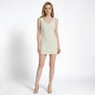 Women's fitted sleeveless floral textured dress with V-neckline
