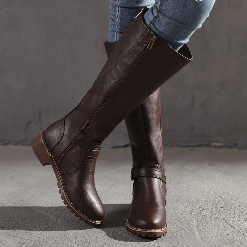 Women's Comfort Side-Zip Block-Heel Riding Boots — Winter