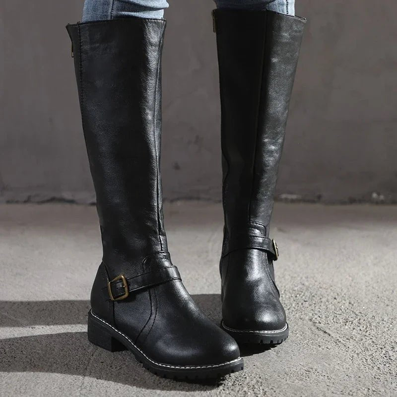 Women's Comfort Side-Zip Block-Heel Riding Boots — Winter