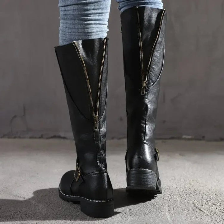 Women's Comfort Side-Zip Block-Heel Riding Boots — Winter