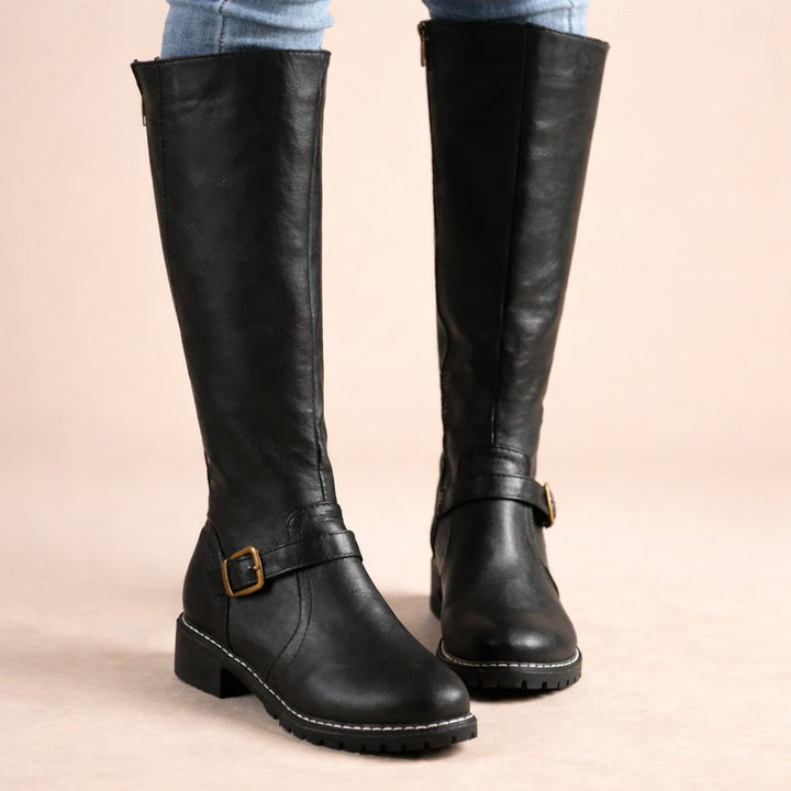 Women's Comfort Side-Zip Block-Heel Riding Boots — Winter