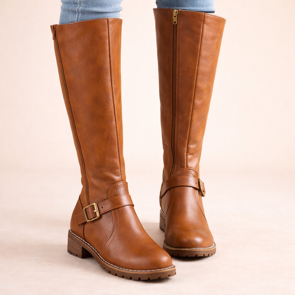 Women's Comfort Side-Zip Block-Heel Riding Boots — Winter
