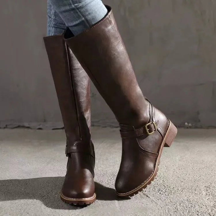 Women's Orthopedic Buckle-Strap Flat-Sole Knee-High Boots — Winter